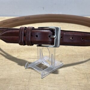 Allen Edmonds Twin Stitched Double Bombay Belt, Dark Chili, 38, 32506 Made USA